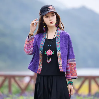 2023 kineskom berba graciozan vrhovima hanfu, vrhovima u nacionalnom stilu, fine majice sa vezom, ženska bluza, pamuk lana cardigan za putovanja
