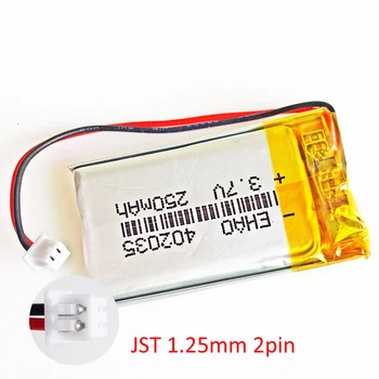 3,7 250 mah Litij-Polimer Li-Ion Punjiva Baterija 402035 + JST 1,25 mm 2Pin Priključak Za GPS Uređaj, Mp3 Bluetooth GPS