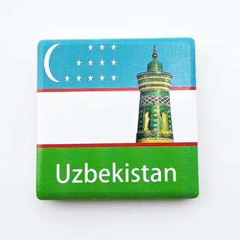 QIQIPP Uzbekistan kreativni zastava putovanja suvenir ukras obrt zbirka poklona keramički magnet magnet za hladnjak