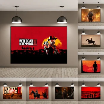 Red Dead Redemption 2 Platnu Zidni Plakat Art Print Slikarstvo Tapete, Dekorativni Zid za Dnevni boravak Umjetničko djelo Tiskano HD