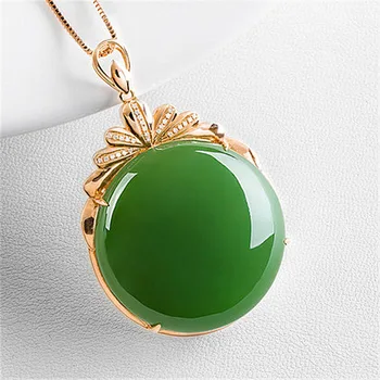14 Do Zlatno Ogrlica Emerald Optočena Privjesak Nakit Je Moda Ručni Rad, Opuštajući Liječeći Muški Ženski Amulet Na Sreću Pokloni