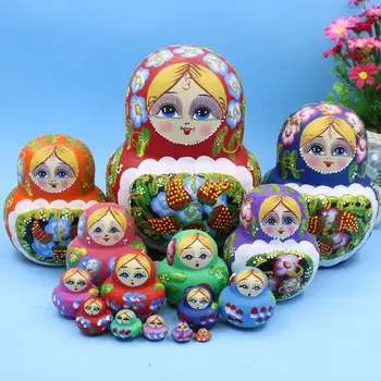 15шт 20 cm Drvene Ruske Lutke Crtani Tradicionalne Lutke za Malu Djecu, Igračke i Darove