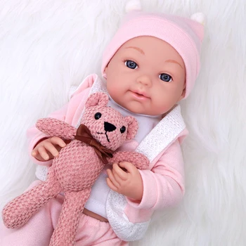 18 inča Reborn Baby Dolls Rođen je 43 cm, Meke Vinil Završio Vodootporan Dijete Djevojka S Ružičastim Плюшевым Medvjedom Dječji rođendanski Poklon
