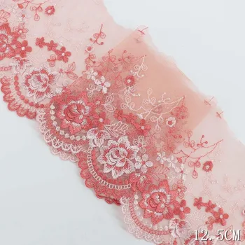 2 metra Pink Mreže Vez cvjetne čipke Traka Ukras Haljine Materijal Odjeće Rukotvorina Šivanje Haljina Za Djevojčice Pribor 12,5 cm