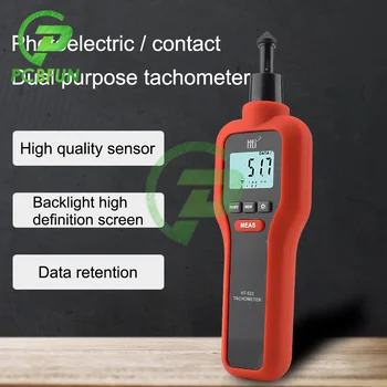 2 U 1 Digitalni Tahometar Fotoelektrični/Kontakt Prijenosni Ručno Oblikovan Beskontaktni Mjerač Brzine Vrtnje Tester Alat HT-522