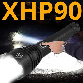 90000LM Je Moćna led svjetiljka XHP90, Taktički vodootporan fenjer, 3 načina rada, Skalabilan Lovačke planinarske lampe na 18650 ili 26650
