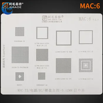 Amaoe MAC6 Matrica za Реболлинга BGA za MacBook A2159-T2 A1989 A1990 Napajanje/EC Čelična Rešetka Ručni Alat za Popravak