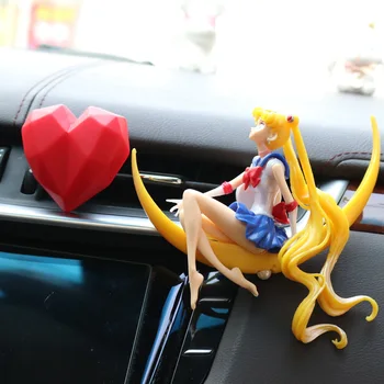 Anime Sailor Moon Lijepa Djevojka Figurica Ukras Auto Unutrašnjosti Zračni izlaz isječak Auto Oprema Dekoracije za Djevojčice Darove