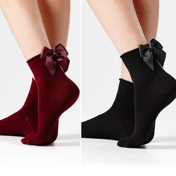 [COCOTEKK] 34 Boje, ženske slatka čarape s lukom živih boja, Trendi ženski Svakodnevne kratke Čarape kontrastne boje, slatka čarape s lukom