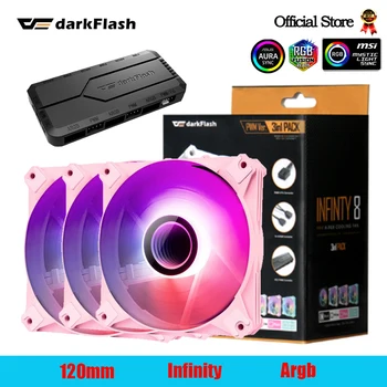 Darkflash Pink Infinity Argb PC Case Navijača 4 Pwm Pin 3 Pin 5V Aura Sync Hlađenje Ventilatori za Desktop