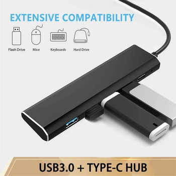 HUB C USB 3.0 5 u 1 priključak za napajanje Type-C za PC Dodaci za Prijenosna računala USB Многопортовый Fan-USB3.0 Produžni Adapter