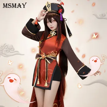 Igra Genshin Impact Hutao Cosplay Odijelo Hu Tao Uniforma Cosplay Kineski Stil Kostima Za Noć Vještica Za Žene Sa Šeširom