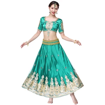 Indijske Odjeće, Tradicionalna Haljina Ljubav, Kostimi, Set Iz 3 predmeta, Top + Pojas + Suknja, Ženski trbušni ples, Arapski Tematske Pune Plesne Kostime