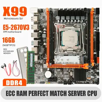 Komplet za matične ploče Intel X99 E5 2620 V3 Procesor LGA2011-3 16 GB ram-a DDR4 REG ECC Memorija USB2.0 USB3.0 PCIE3.0 RJ4.5 Kabel SATA
