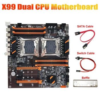 Matična ploča X99 s dva utora za procesor + SATA kabel + Kabel prekidača + Pregrada LGA 2011 DDR4 6XSATA 3.0 Podrška 2011-V3 Matična ploča s procesorom