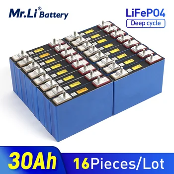Mr.Li 16шт 3,2 U 30Ah LiFePO4 baterija baterija baterija baterija Baterija Litijum Gvožđe Fosfatnih Duboke Cikluse za Diy 12 24 36 48 U Ветроэнергетическая Sustav RV Automobil