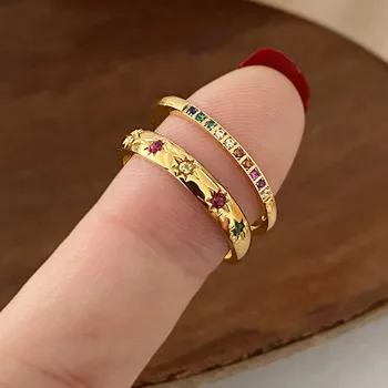 Multi-boji prstenje s dragim kamenjem za žene, star tanke stackable prsten od nehrđajućeg čelika, 2021, минималистичные jednostavan nakit изде...