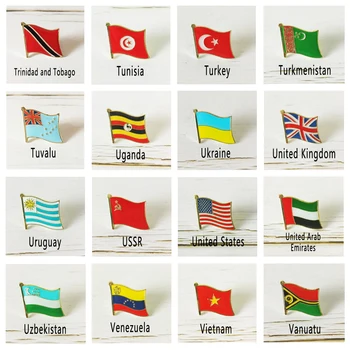 Nacionalna zastava Metal Pin na Rever Ikonu zemlje Cijeli svijet Tunis Turska Uganda Ukrajina Ujedinjeno Kraljevstvo Sjedinjene američke Države SSSR-a Tuvalu