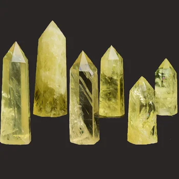Prirodni Citrin Crystal Točka Ozdravljenja Duhovni Obelisk Žuti Kvarc Štap Lijep Ukras za Dom Dekor Reiki Kamena Piramida