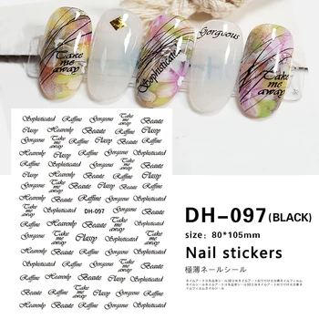 Rukopisni font slova za ukrašavanje noktiju ultra-tanki clamshell to prozirna folija boje: zlatna, srebrna, crna, bijela traka za dizajn noktiju DM001