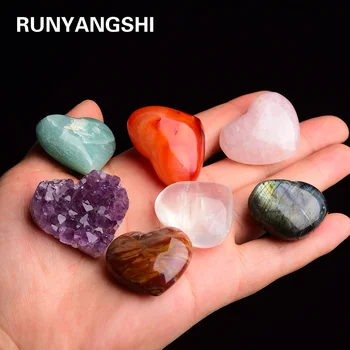 Runyangshi 7 kom. Prirodni Kristal kvarca u obliku srca ametist Klaster crystal ručni rad sedam Čakri Liječeći Kamen