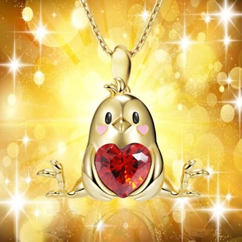 Slatka je Crveno Kristalno Ogrlica sa Privjesak u obliku Srca, Malu Žutu Ogrlicu s Piletinom za Žene, Izuzetna Donje Ogrlice, Modni Pokloni Za Rođendan
