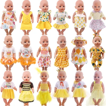 Slatka je Žutu Haljinu s lukom, Odjeća Za Djevojčice 43 cm i 18 cm, američka lutka, Naša Generacija, Pribor Za Novorođene bebe, Poklon Za Djevojčice