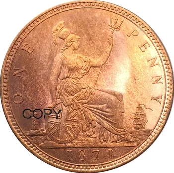 Velika britanija Crveni Bakar 1871 Kopiju novac u jedan peni Victoria